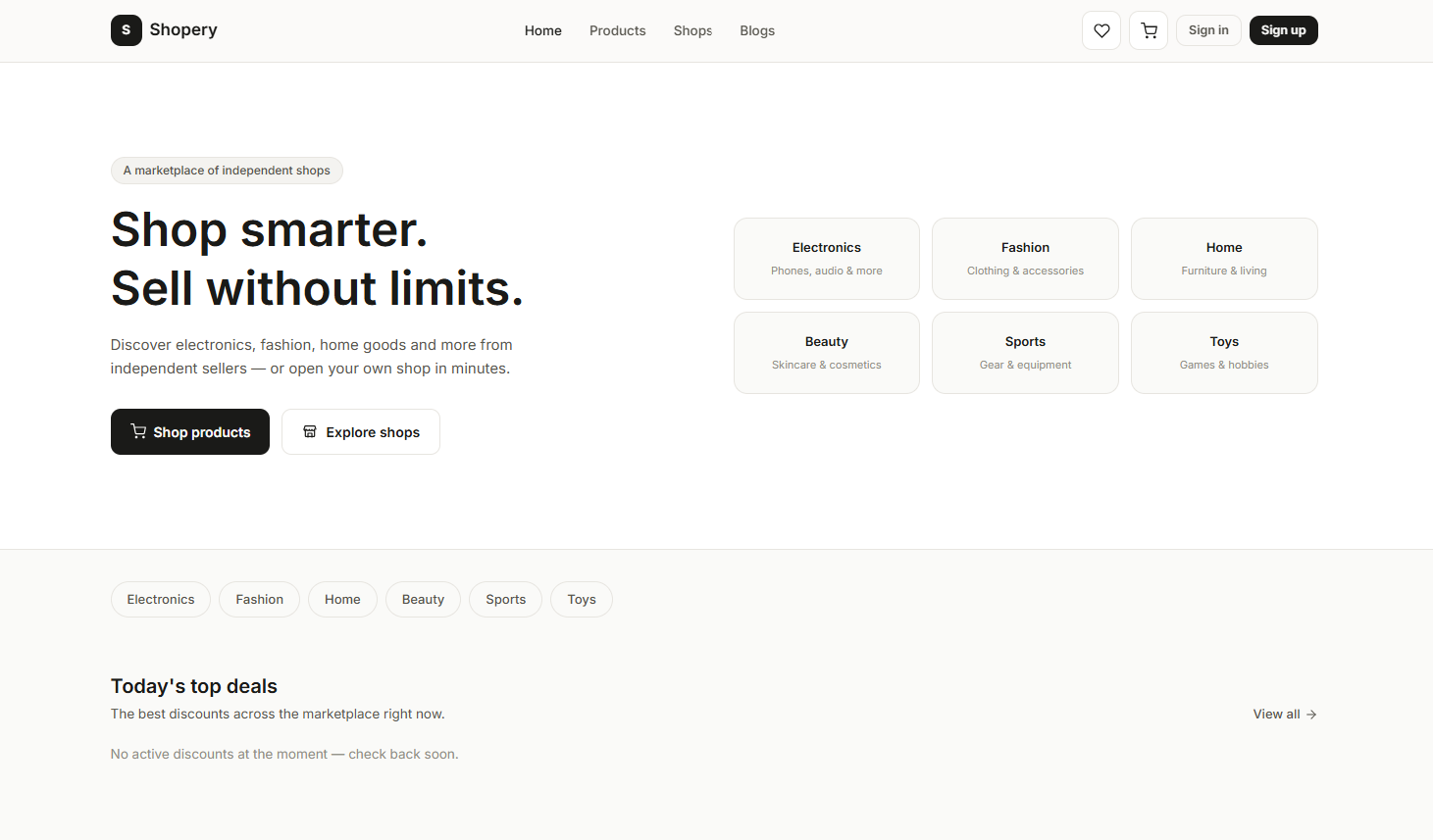 Shopery — homepage