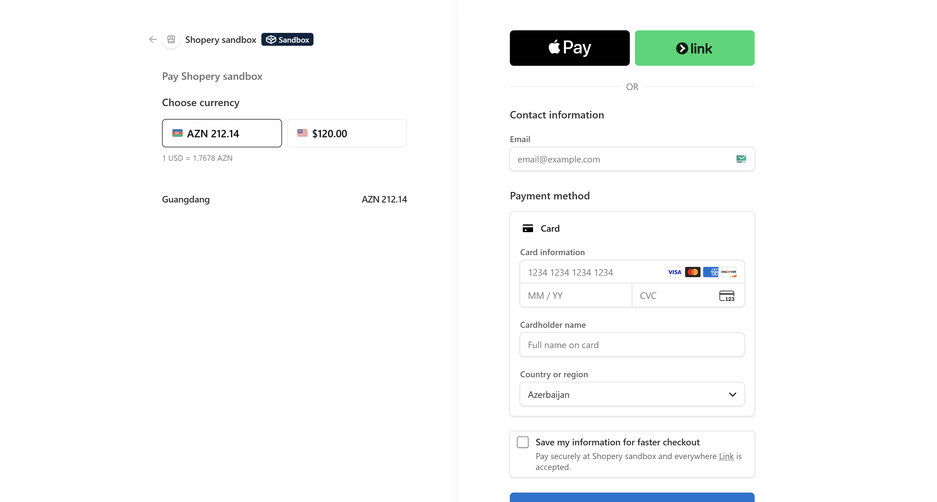Shopery — stripe checkout integration